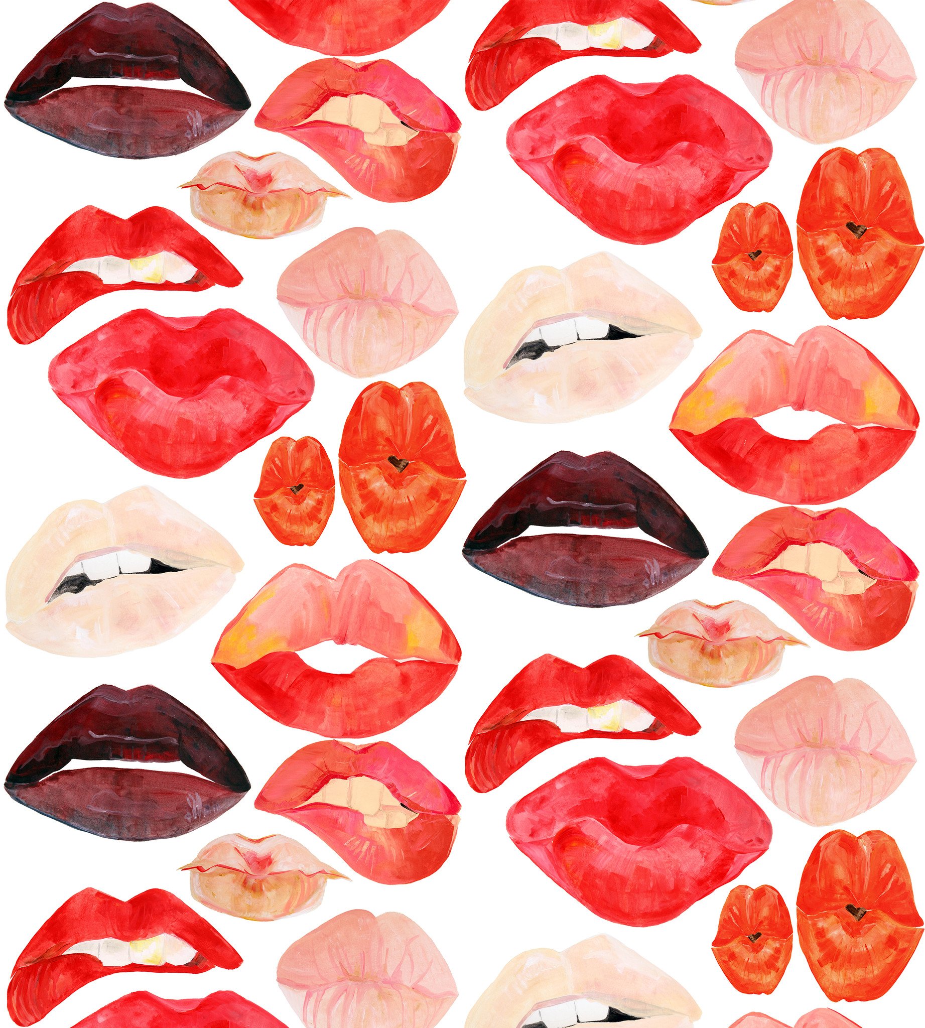 Lips On White Wallpaper Voutsa