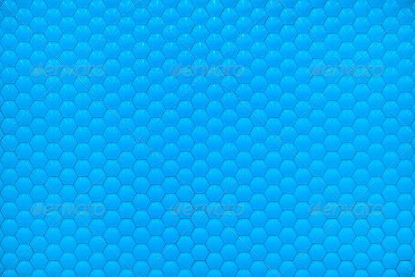 Blue Shiny Hexagon Bubble Tile Texture Background Stock Photo
