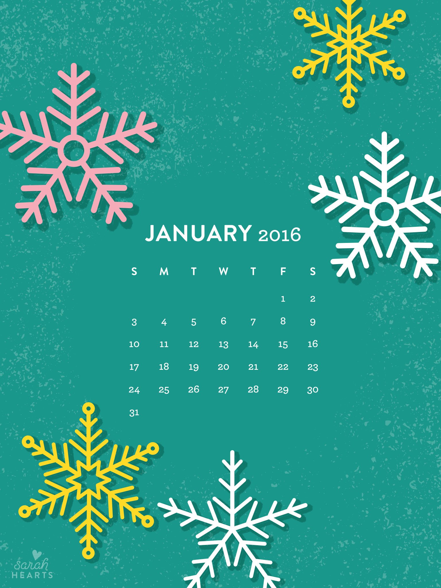 January 2016 Calendar Wallpaper   Sarah Hearts