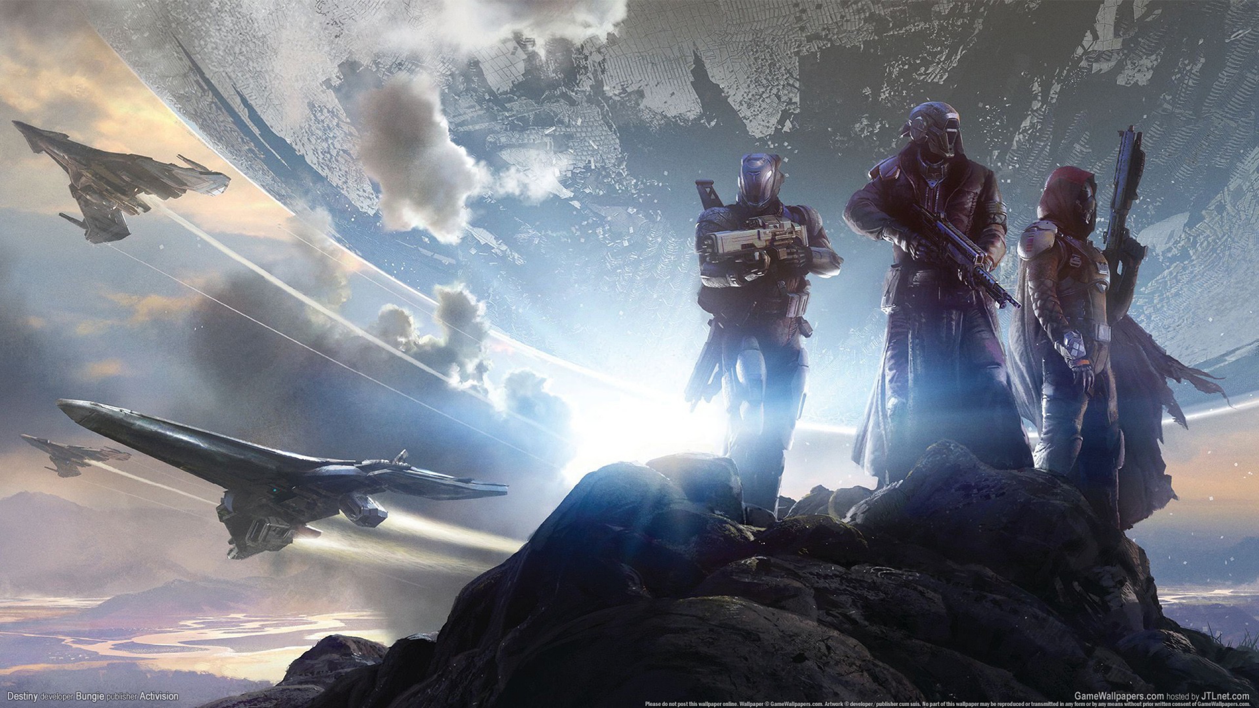 2560x1440 Wallpaper destiny shooter heroes warriors spaceships
