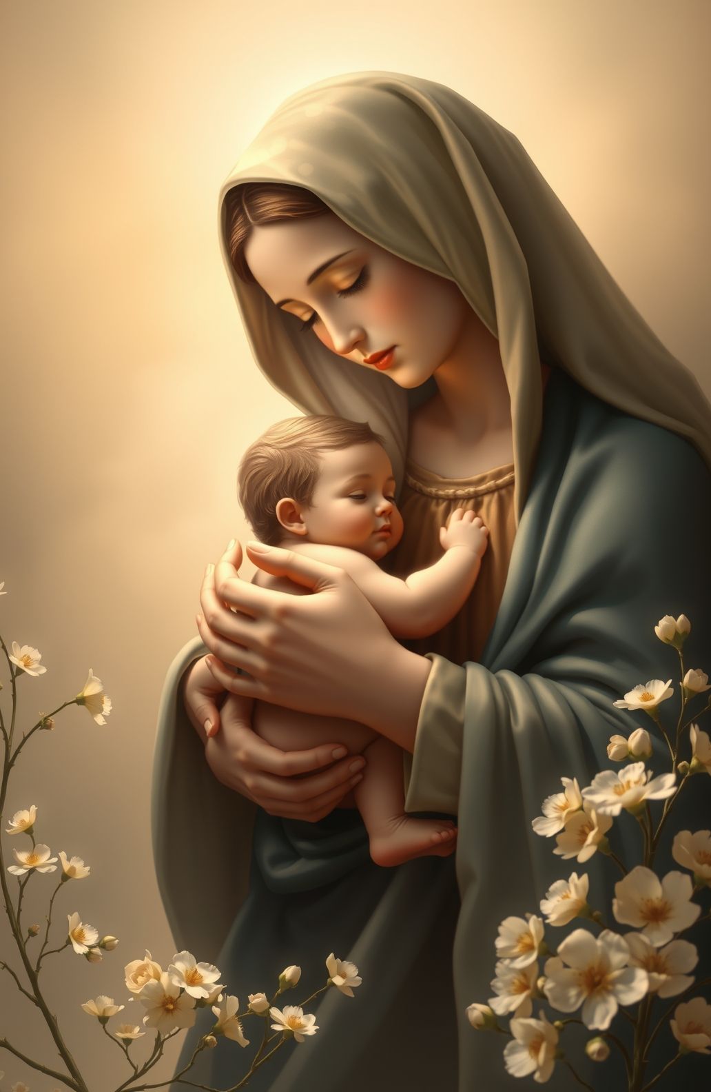 Mother Mary With Baby Jesus Wallpaper