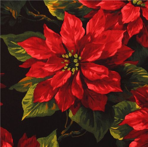 Michael Miller Christmas Fabric Scarlet Poinsettia