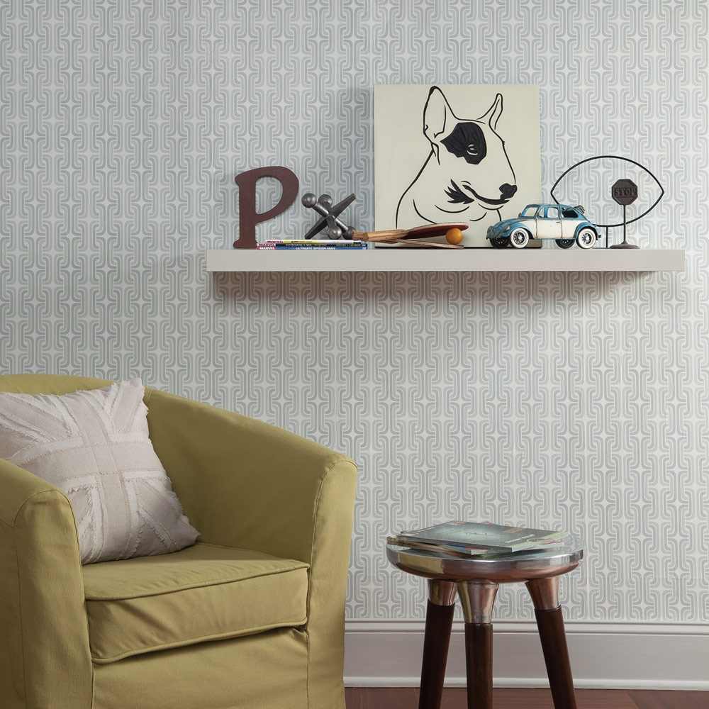 Wall Decals Chain Link Wallpaper White Gray I