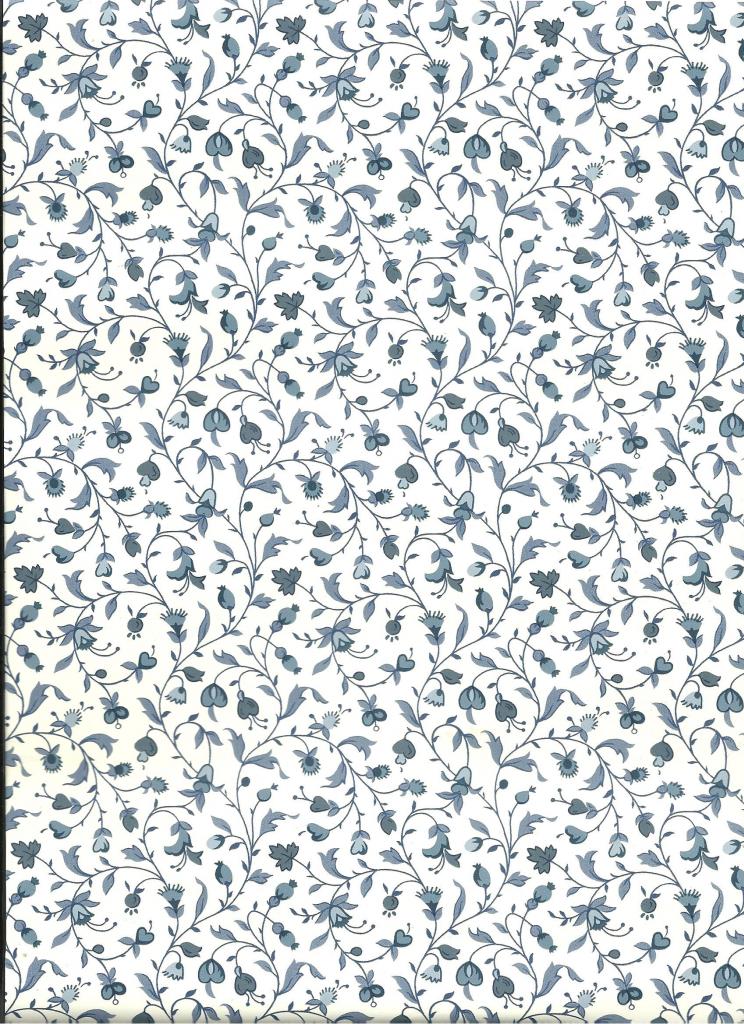 Federal Blue Gray Small Print Floral and Heart Wallpaper Pattern