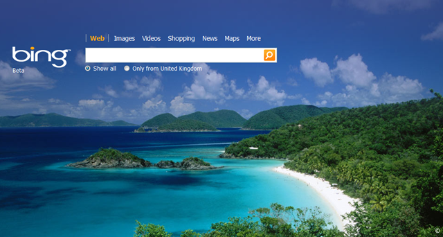 The image from the UK version of Bing todayI wish I was heading 640x342