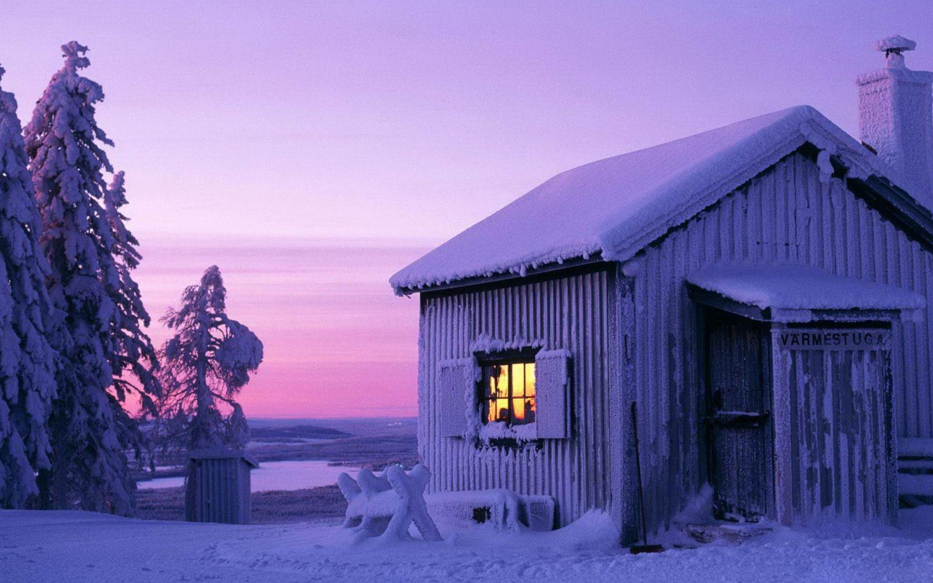 Swedish House In Winter HD Wallpaper New