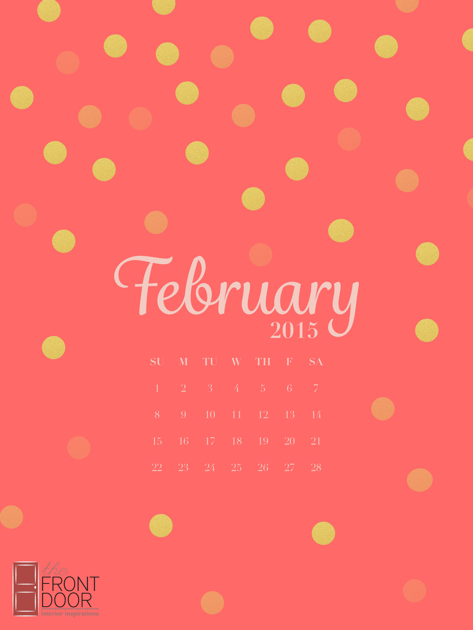 February Desktop Calendar Front Door