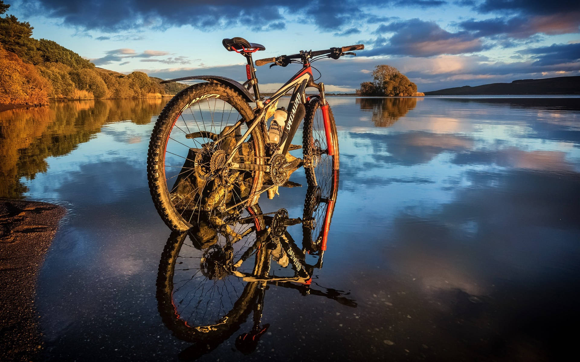 Black Mountain Bike Near River 9qo42hcz12q9z3u4 Wallpaper