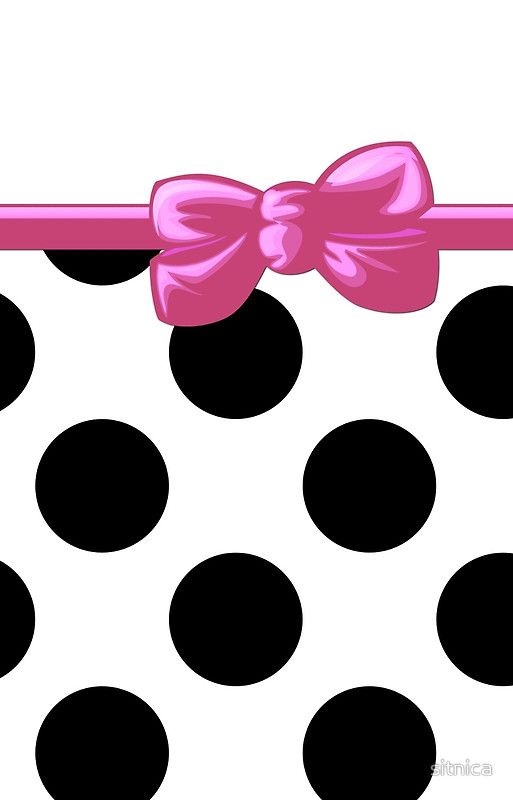 Pink Polka Dot Background Dots Ribbon And Bow White Black