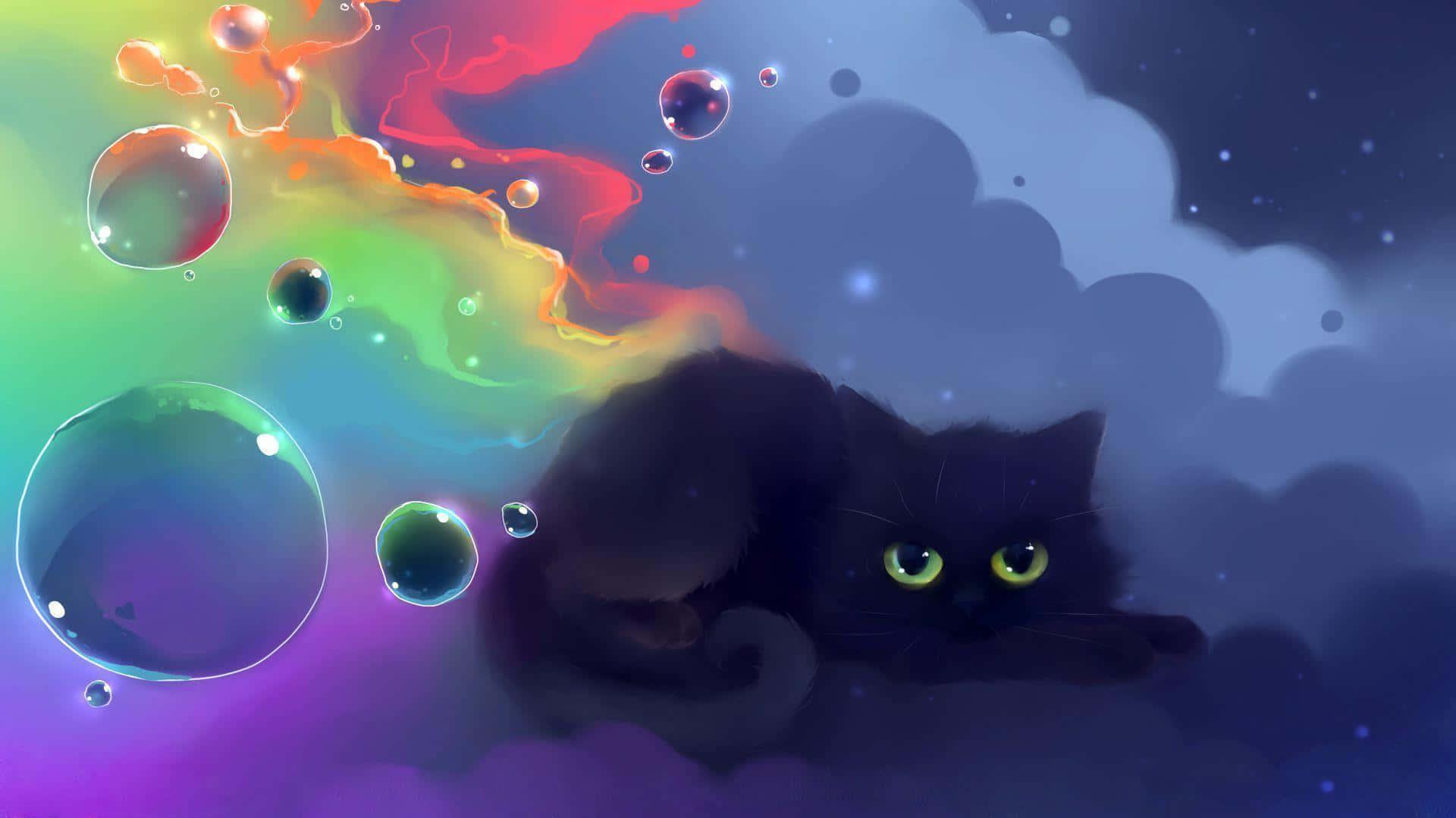 Anime Cat Background Wallpaper