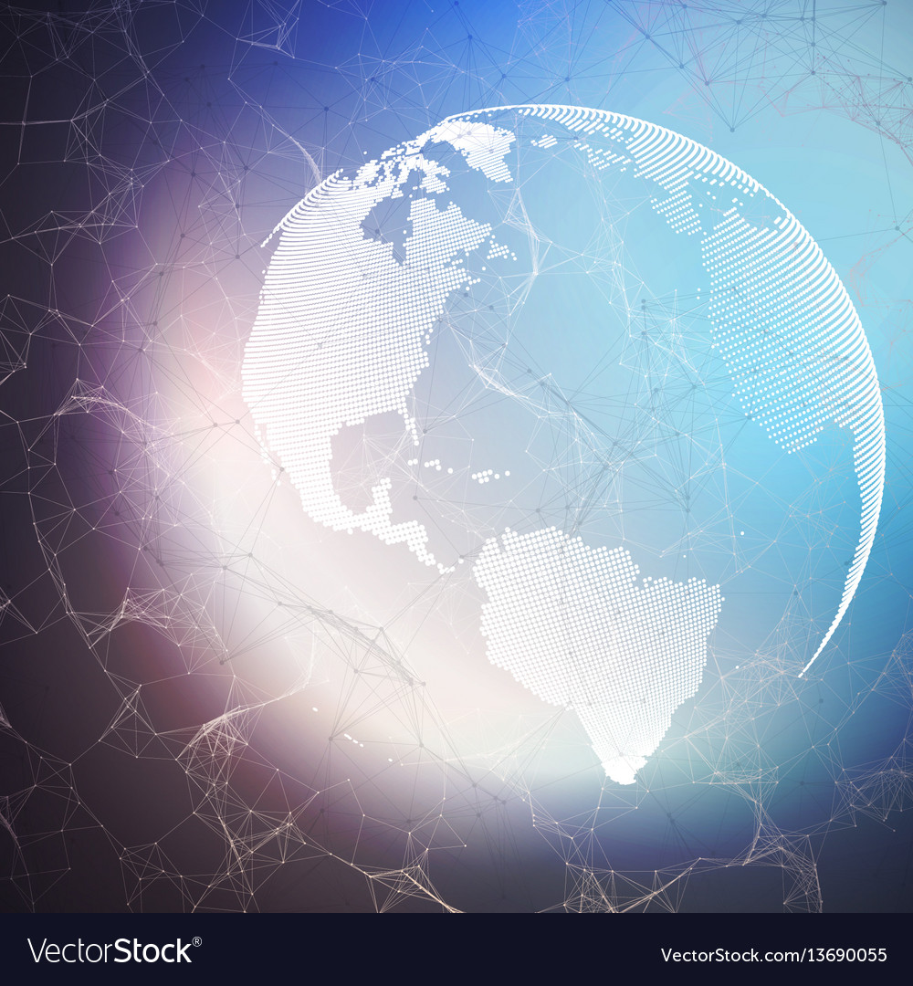 World Globe On Dark Background With Connecting Vector Image