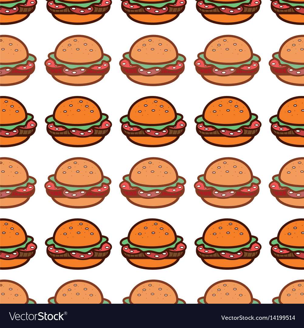 Delicious Hamburger Fast Food Background Icon Vector Image