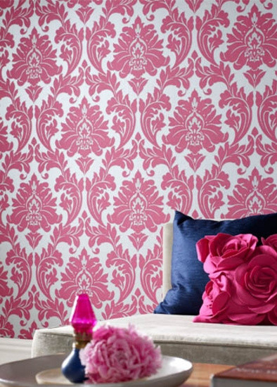 Pink Damask Wallpaper Contemporary By Graham Brown