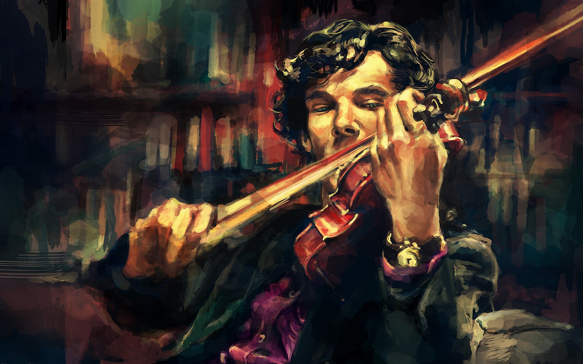 Men Violins Sherlock Holmes Artwork Benedict Cumberbatch Sherlocked