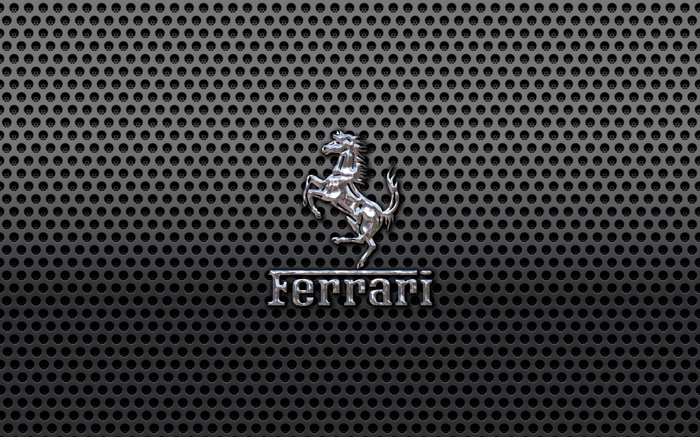 Ferrari Prancing Horse Of Maranello Logo On A Black Metal Mesh