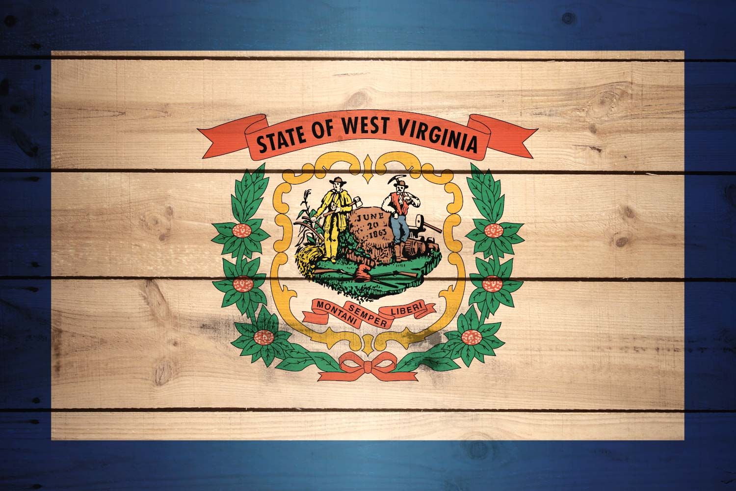 High Resolution Flag Of West Virginia Wood Texture