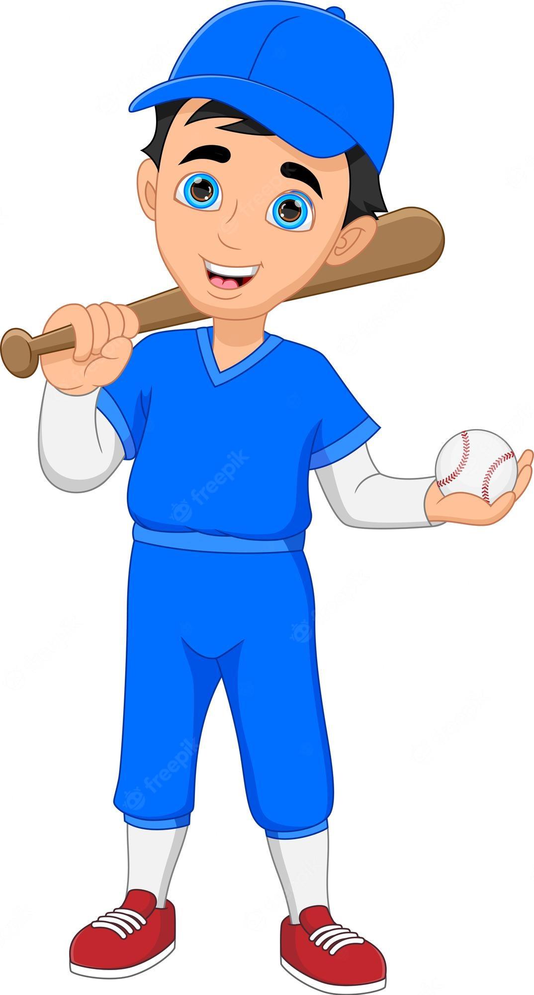 Premium Vector Cartoon Boy Baseball Player On White Background