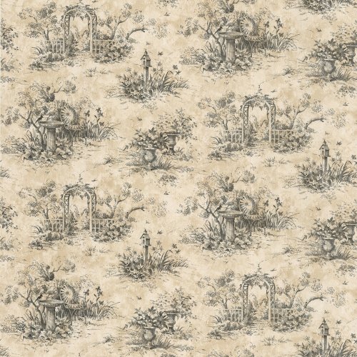 Waverly Country Toile Wallpaper Black