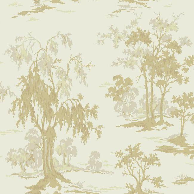 Wallpaper Metallic Scenic In White And Gold Design By York
