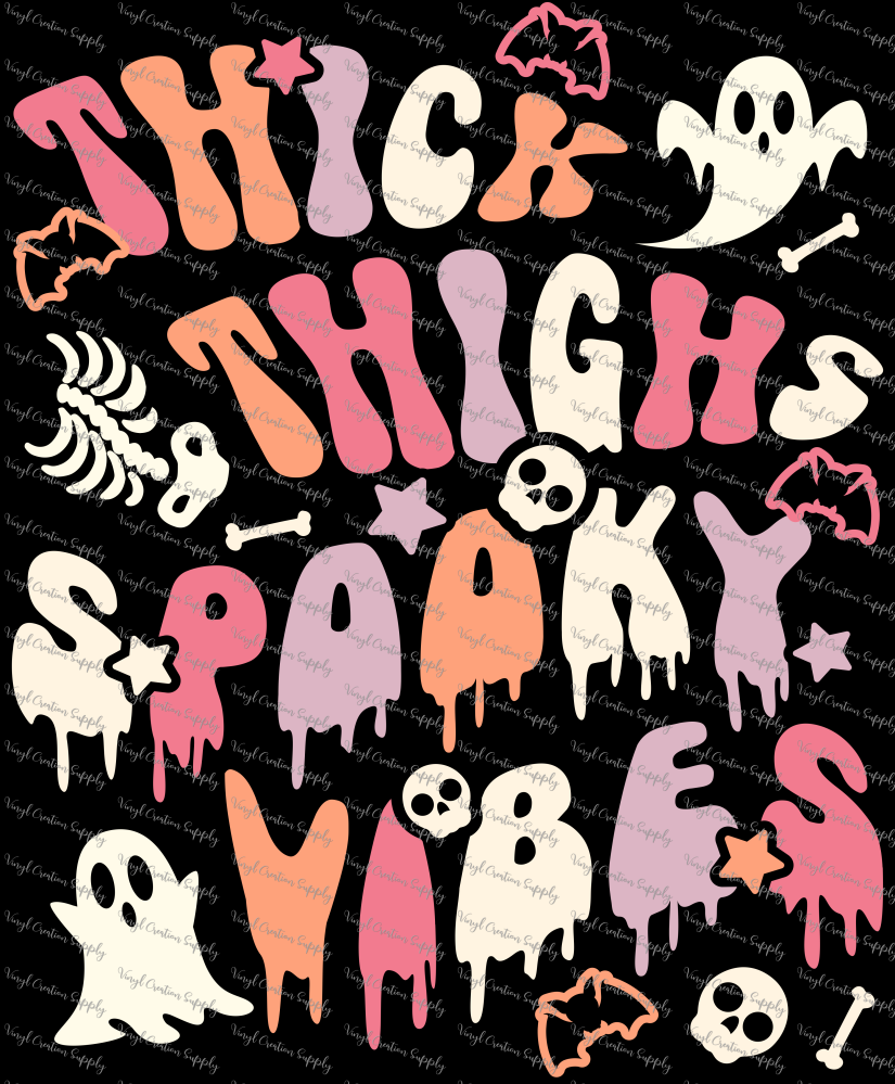 Thick Thighs Spooky Vibes Retro Vinyl Creation Supply