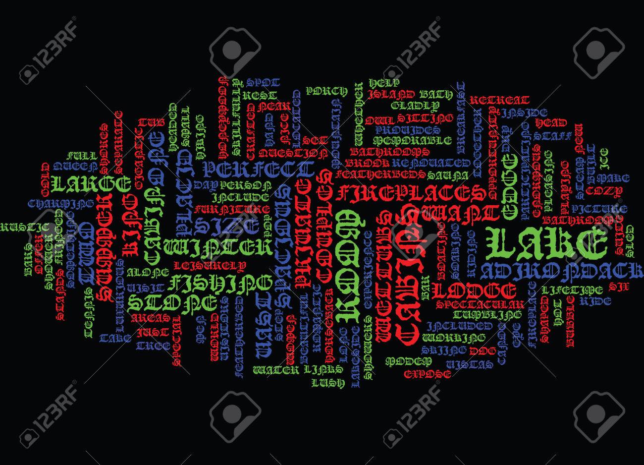 Lake Placid Lodge Text Background Word Cloud Concept Royalty