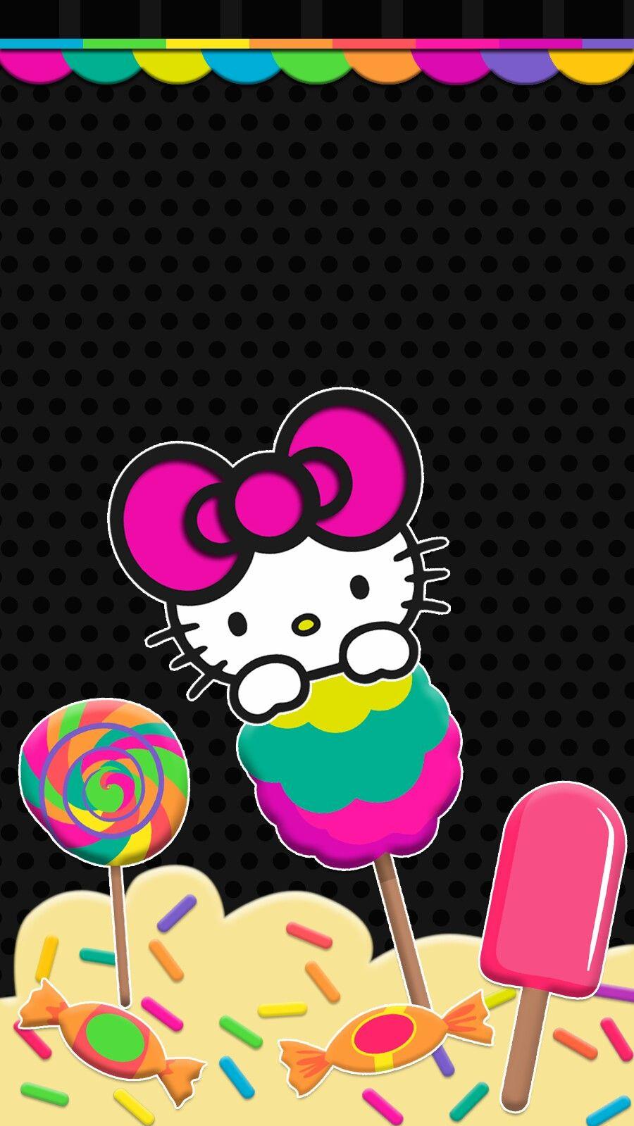Hello Kitty Candy Wallpaper iPhone Android Theme Colorful