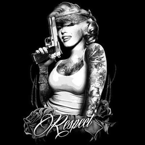 Marilyn Shirt Respect Gun Tats Bandana Monroe T Gangster