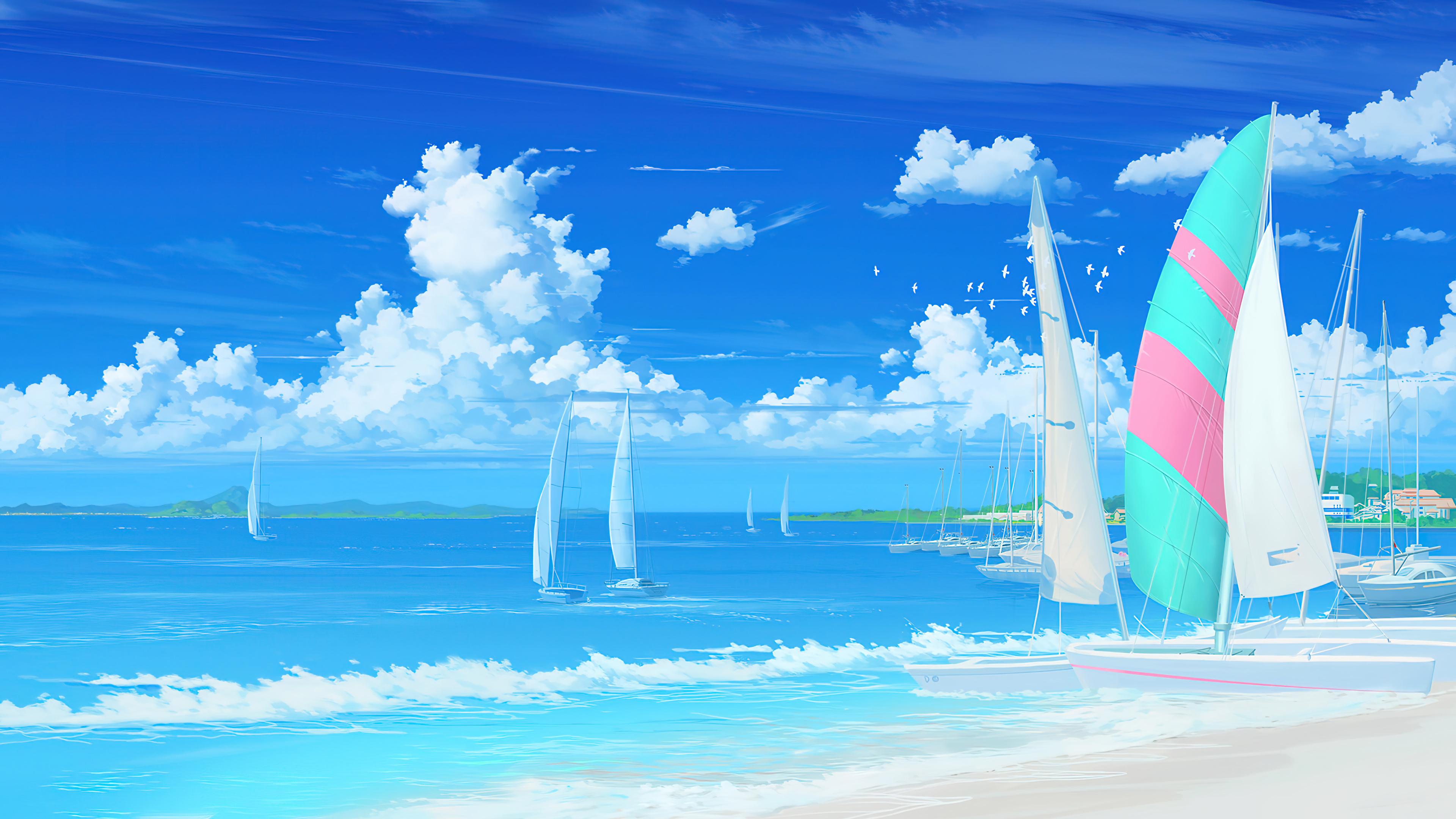 Summer Beach Anime Wallpaper 4K HD PC 2420f