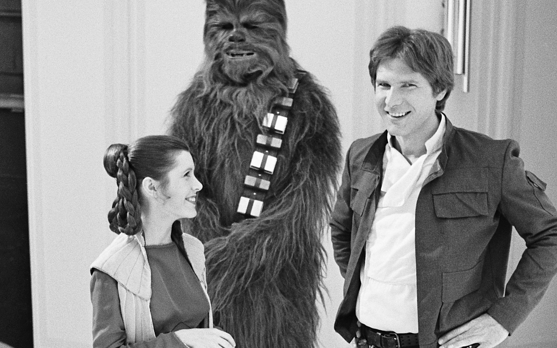 Star Wars Han Solo Harrison Ford Chewbacca Bw Carrie Fisher Princess
