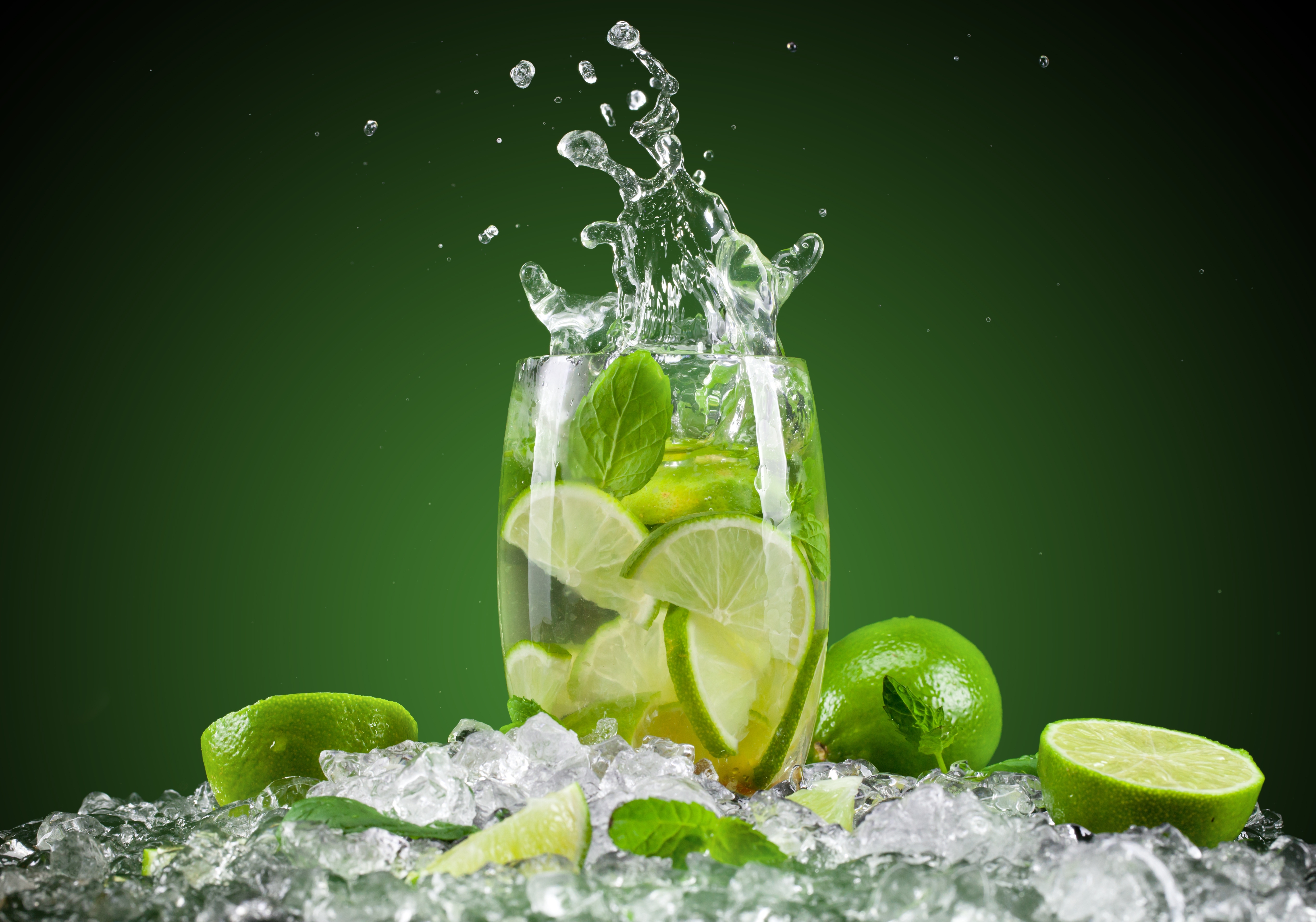 Fruit Lemon Juice Fresh Cocktail Ice Green HD Wallpaper Splash