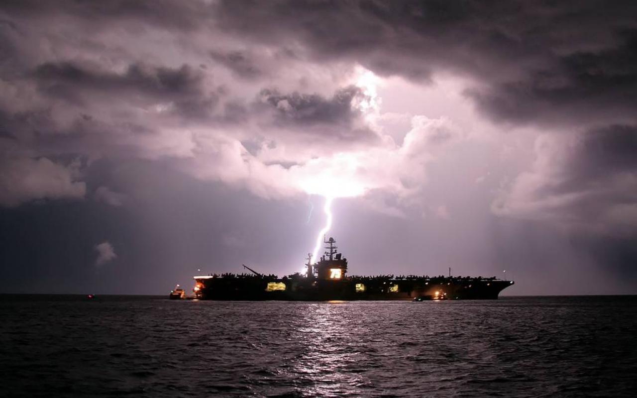 Ships Navy Aircraft Carrier Lightning Wallpaper Hq