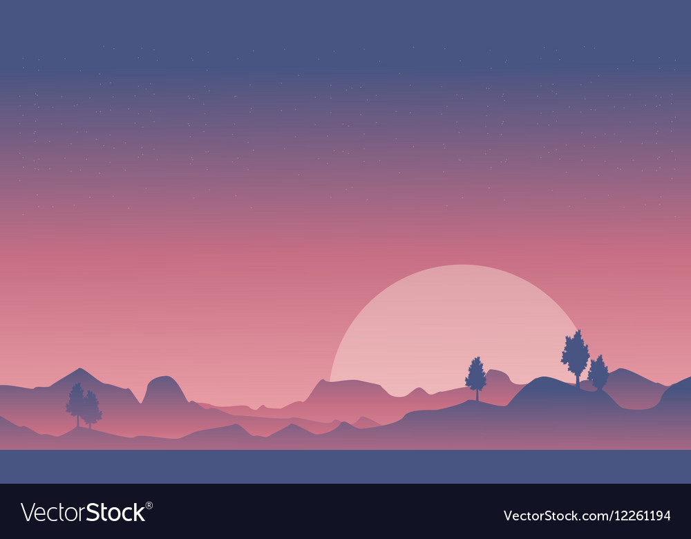 Silhouette desert and mountain background Vector Image