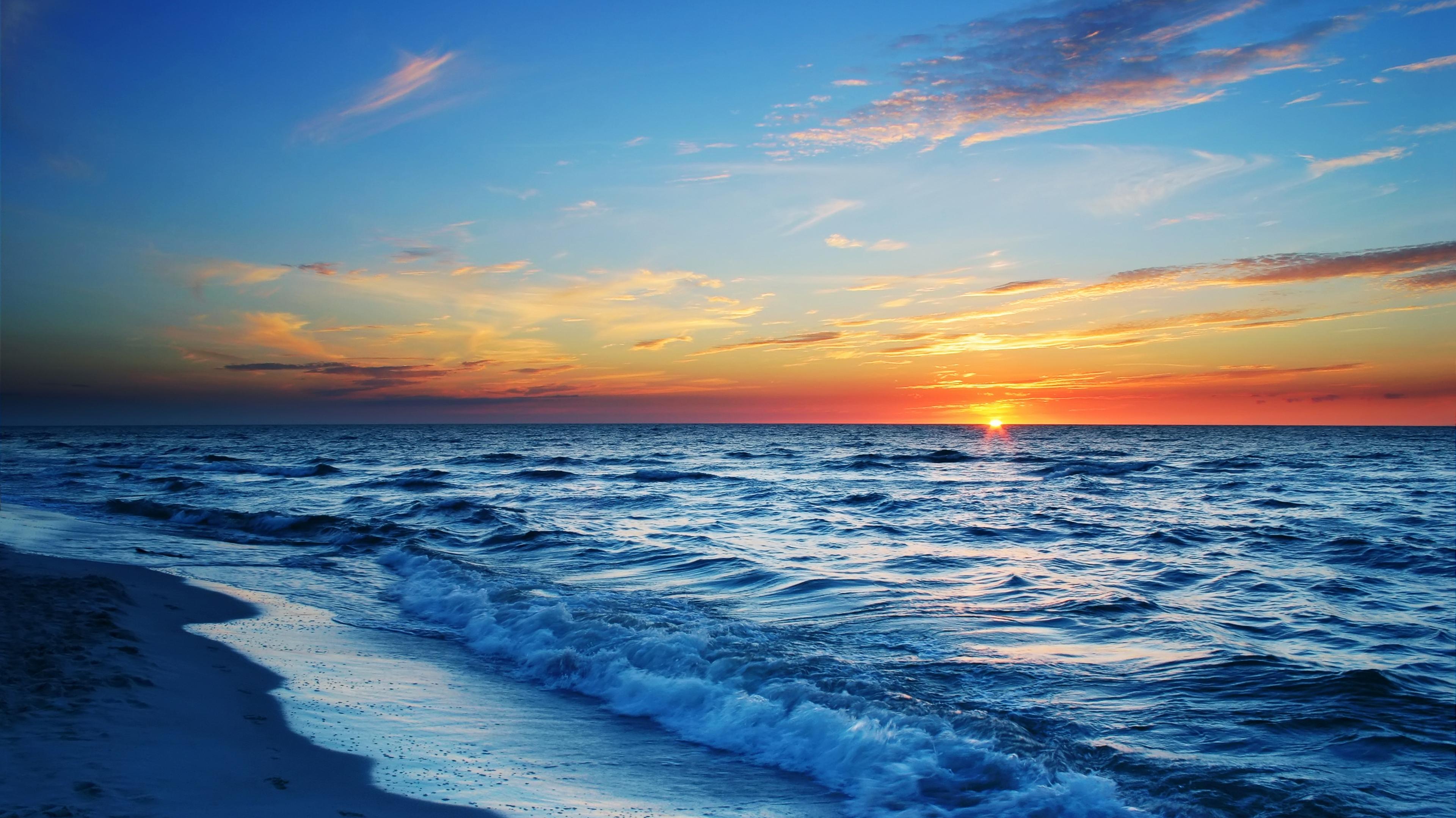 Wallpaper Sea Beach Evening Sun Sunset 4k Ultra HD