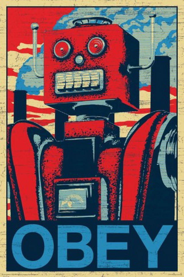 Robot Obey iPhone Wallpaper Photo