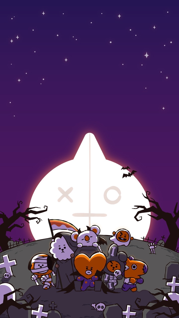 Linefriends Pic Spooky Halloween Bt21 Wallpaper
