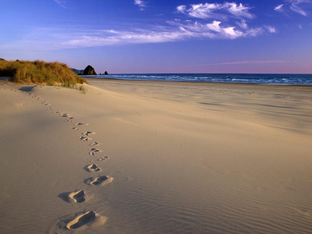 Footsteps On Beach Desktop Pc And Mac Wallpaper