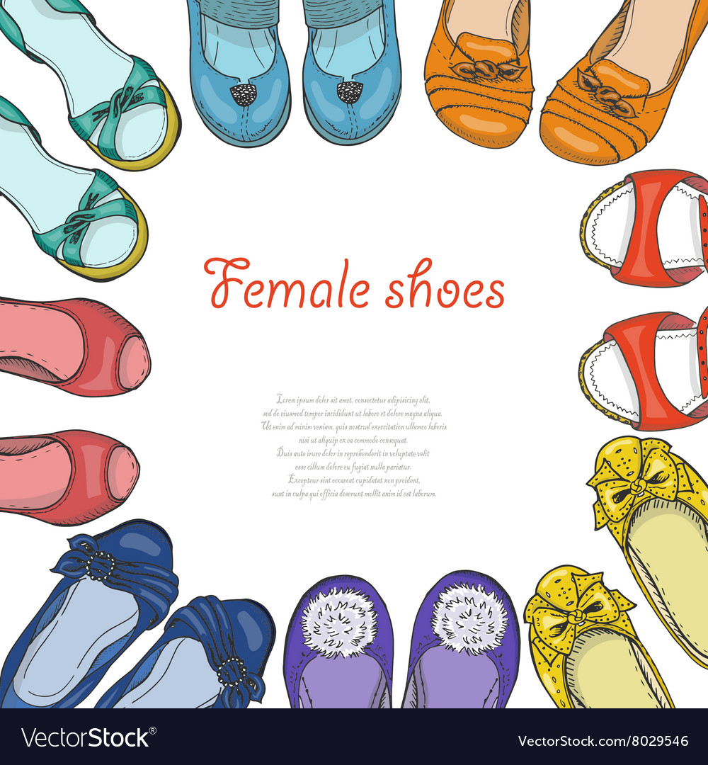 Background With Women Shoes In Circle Royalty Vector