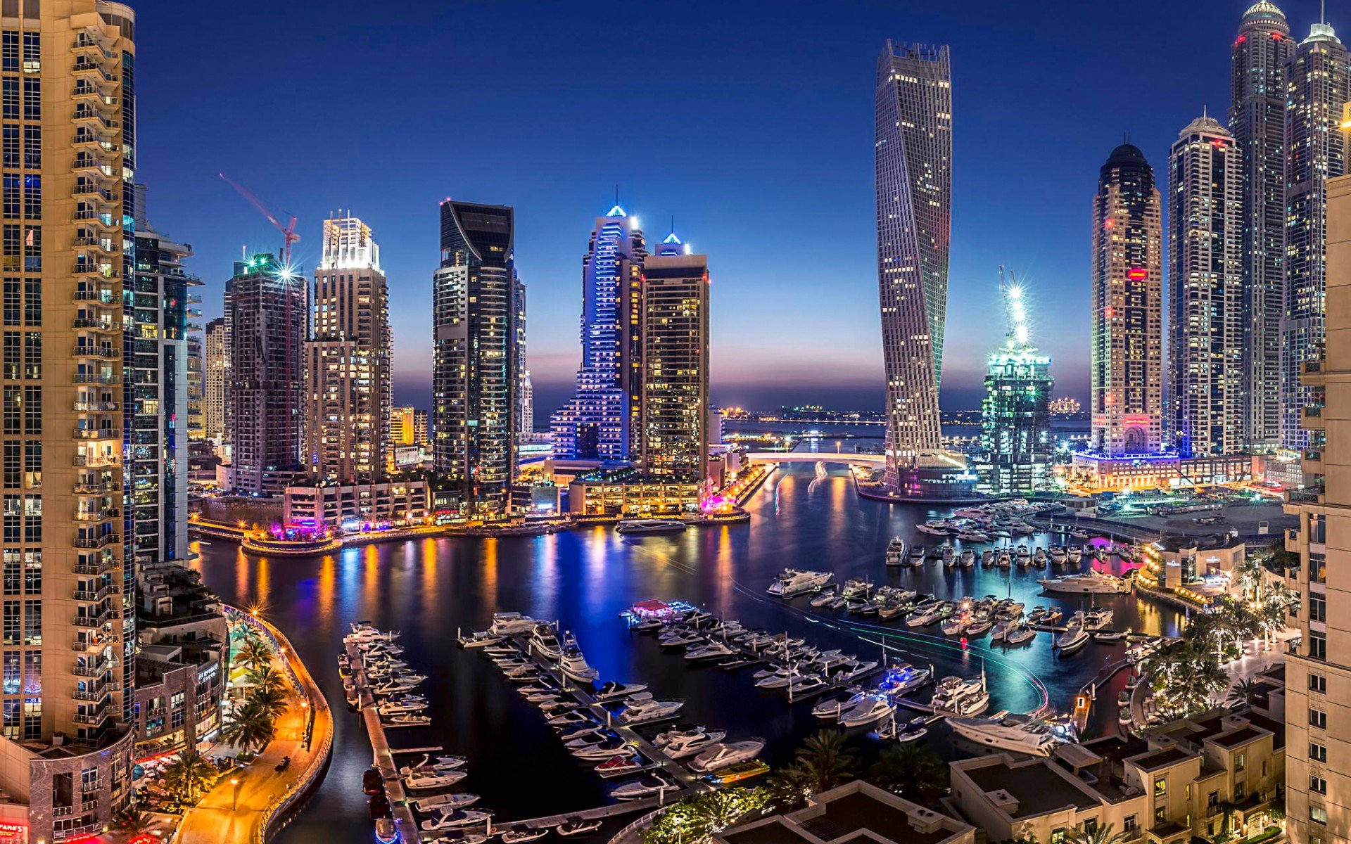 Dubai Skyline At Night Wallpaper