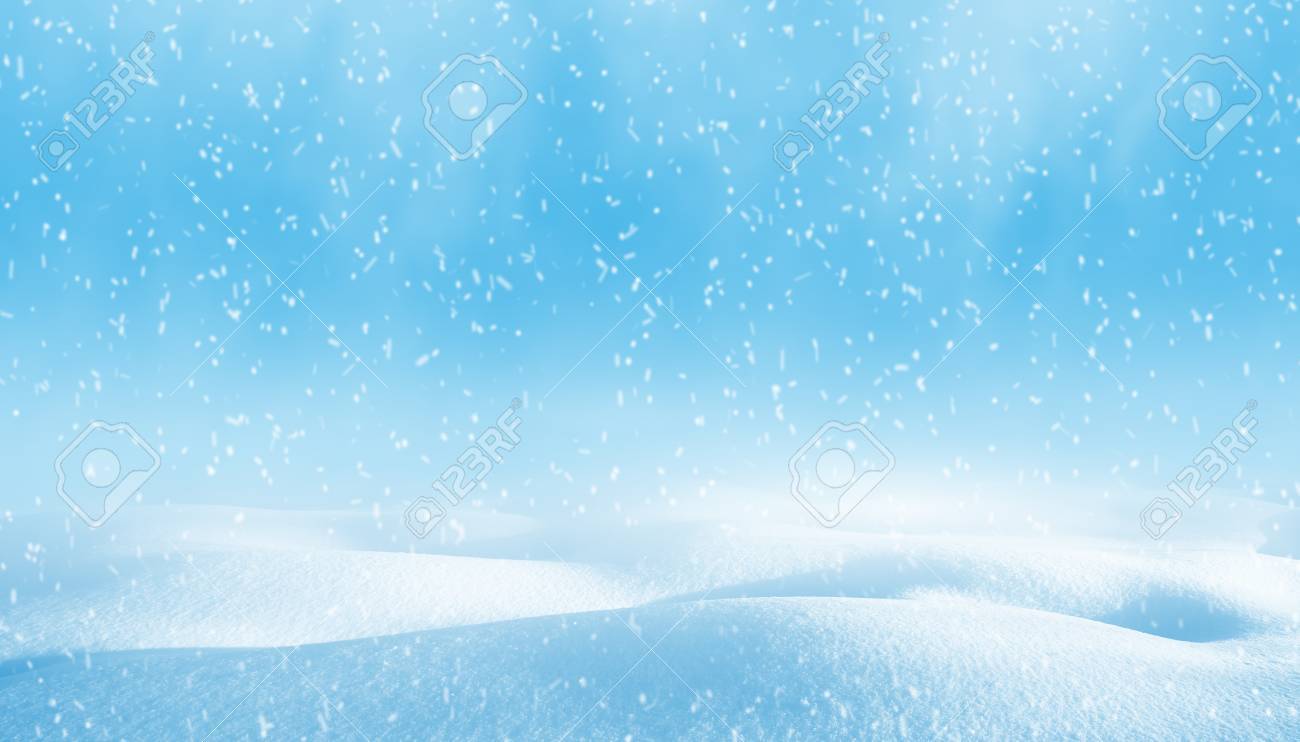 Winter Background Bright Landscape With Snowdrifts And