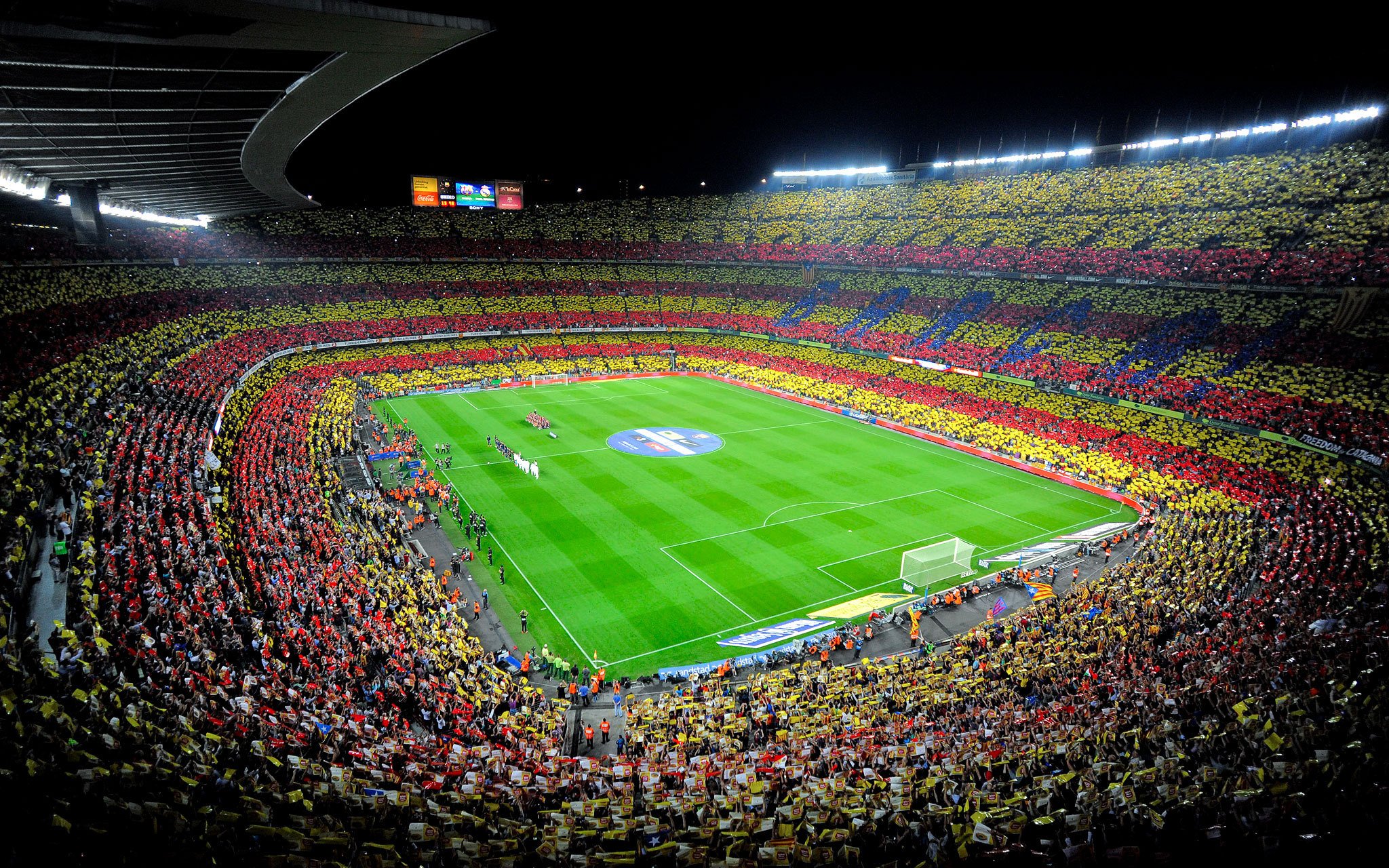Spain Camp Nou Fc Barcelona Soccer Stadium Crowd Wallpaper