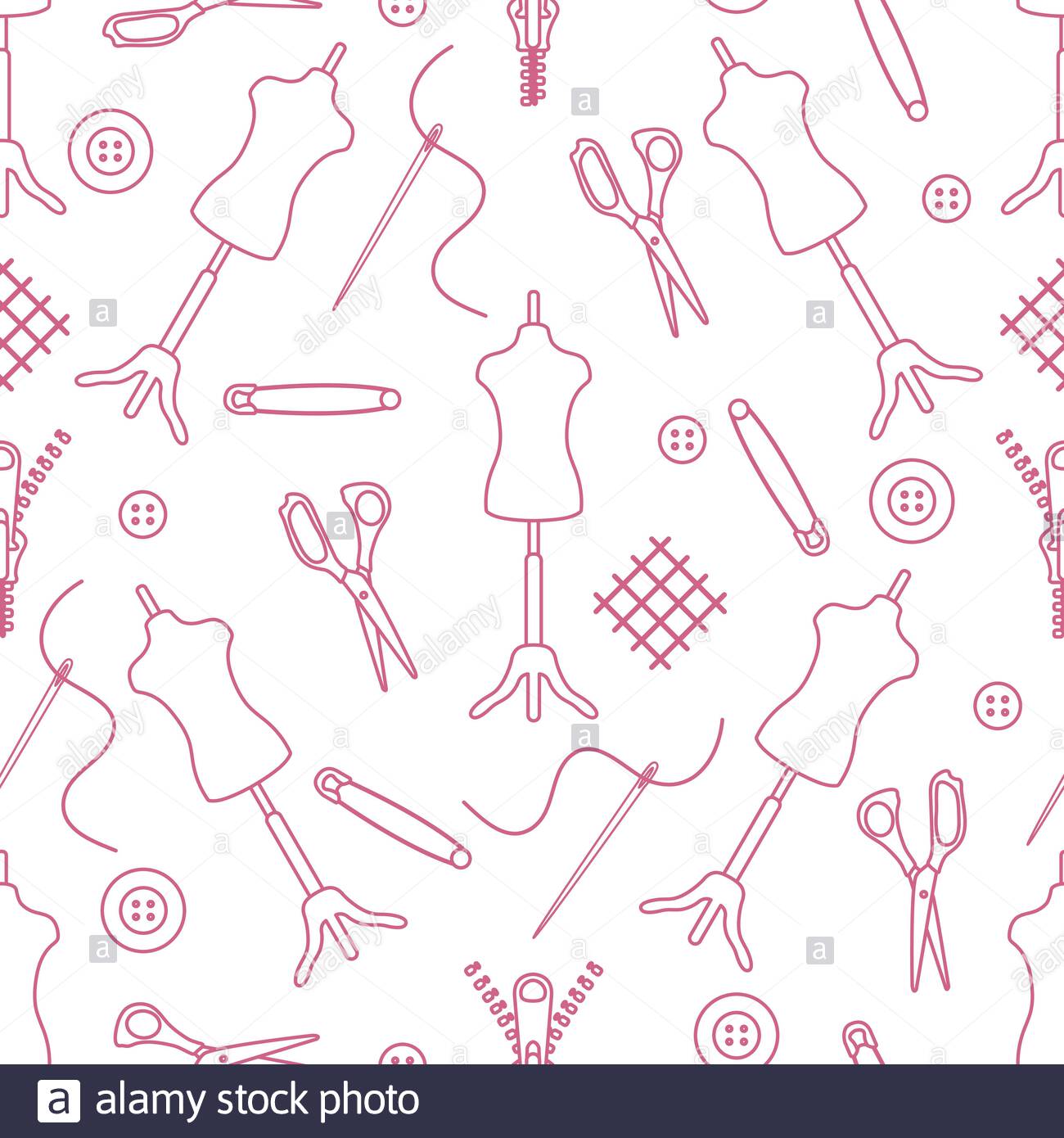 Free download Vector seamless pattern Mannequin scissors needlebuttons ...