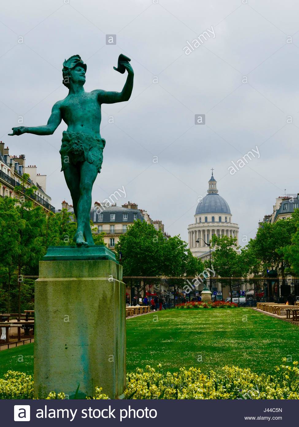 Jardin Du Luxembourg With Dome Of The Pantheon In Background