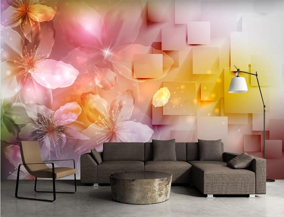 Modern Wallpaper For Living Room 3d Stereo Geometric Flower