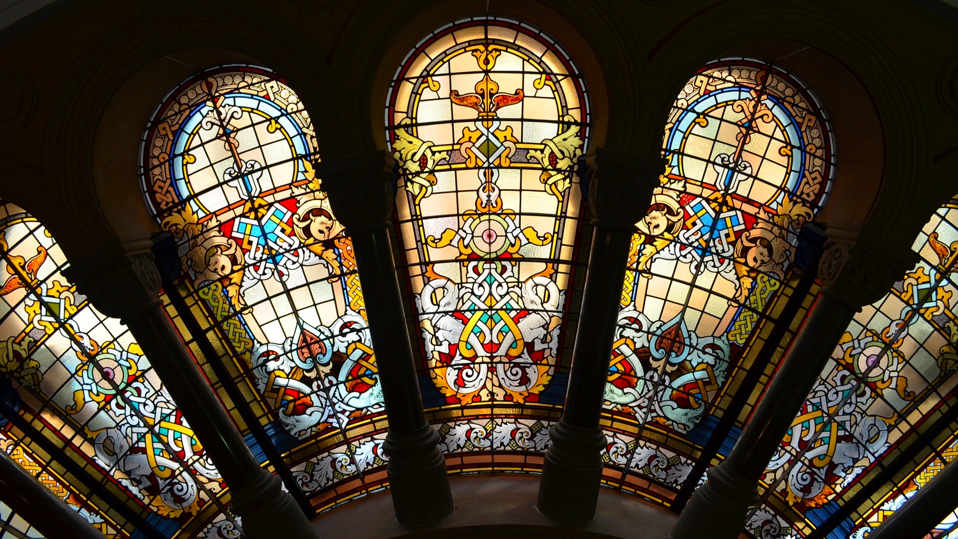 Building Colorful Sydney Window Stained Glass Windows Wallpaper