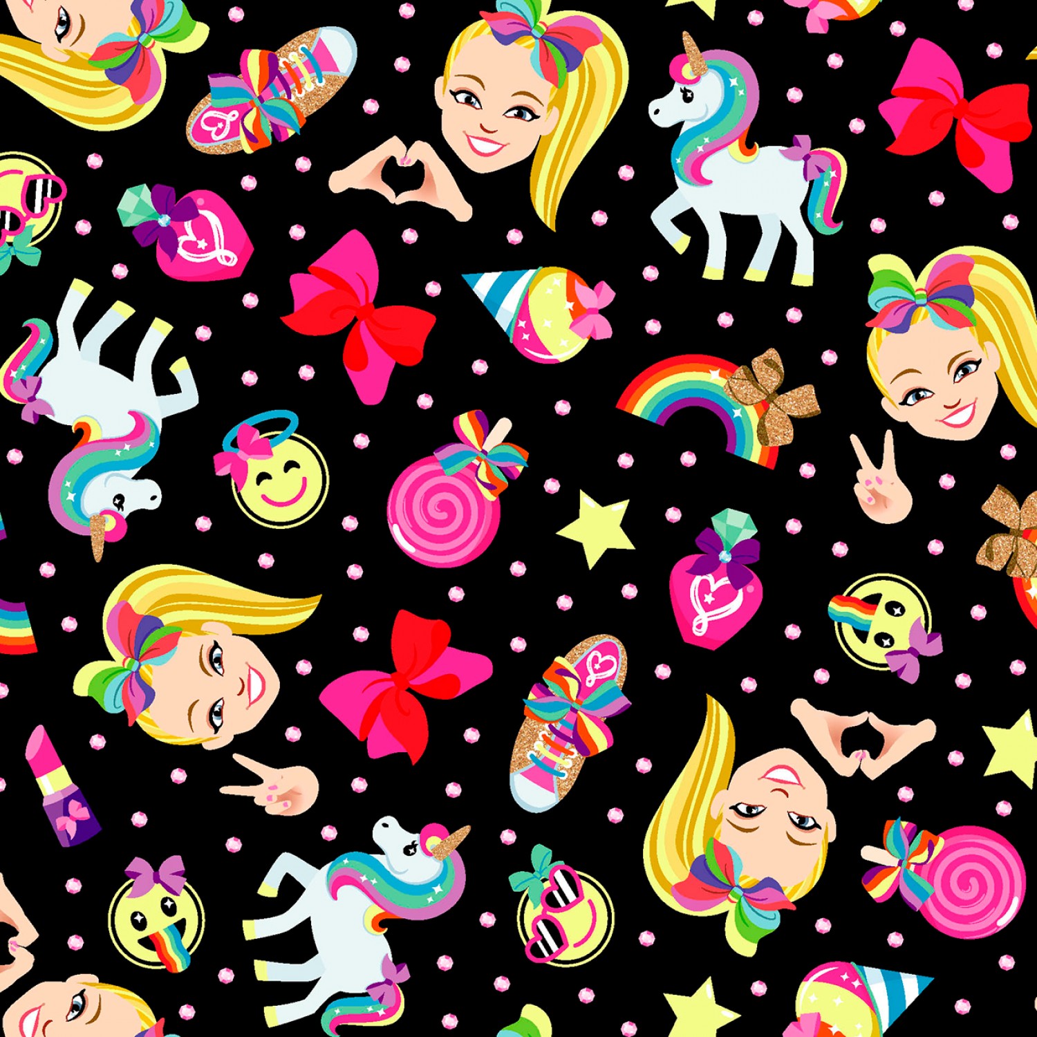 Springs Creative Jojo Siwa Rainbow Emoji Tossed Black Multicolor