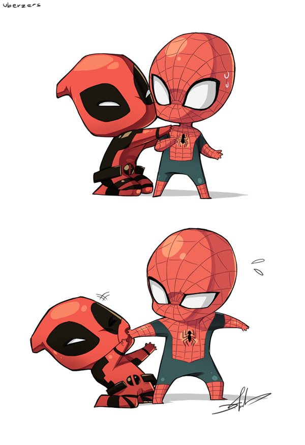 Spider Man And Deadpool By Uberzers