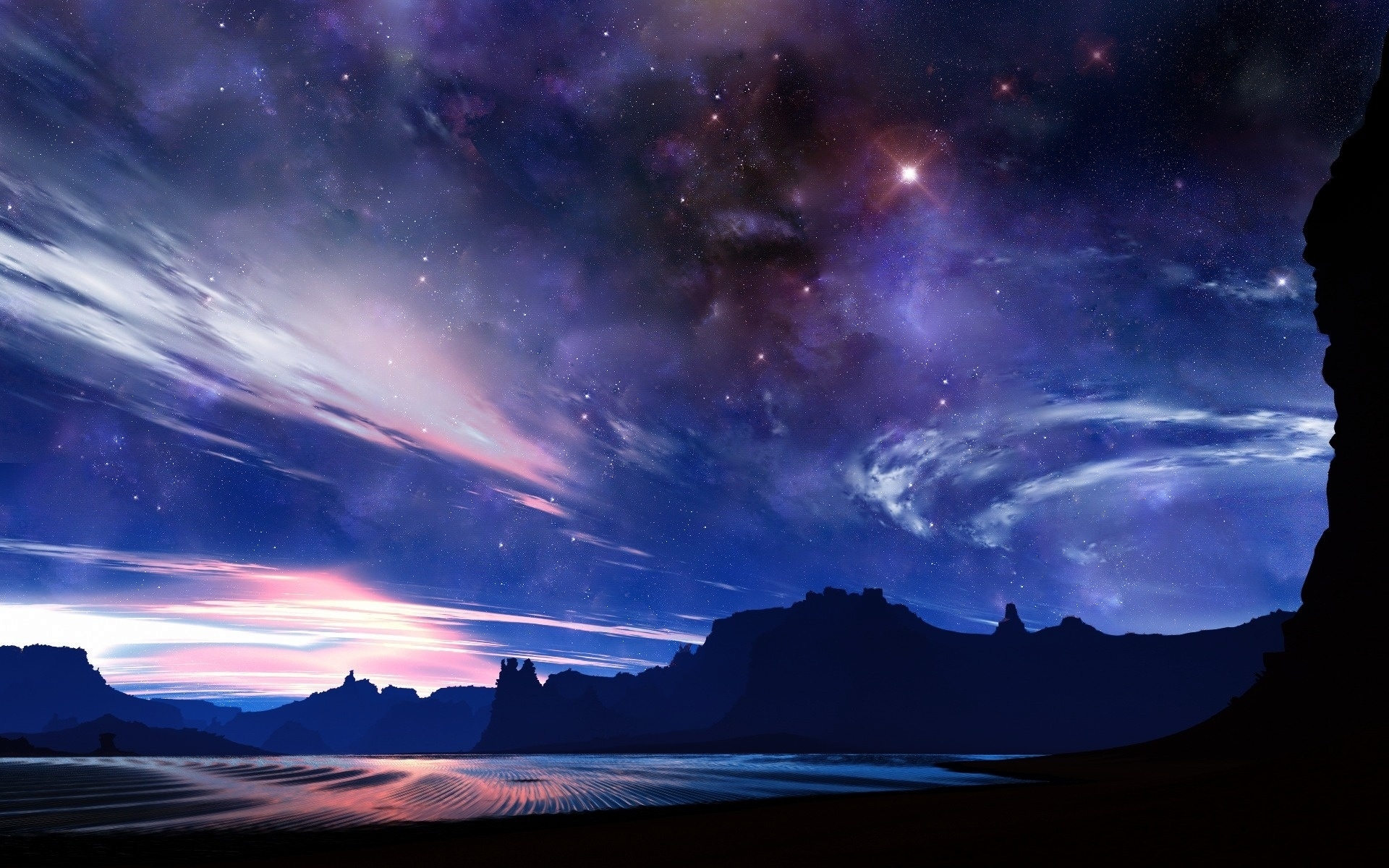 Desktop Starry Night Wallpaper