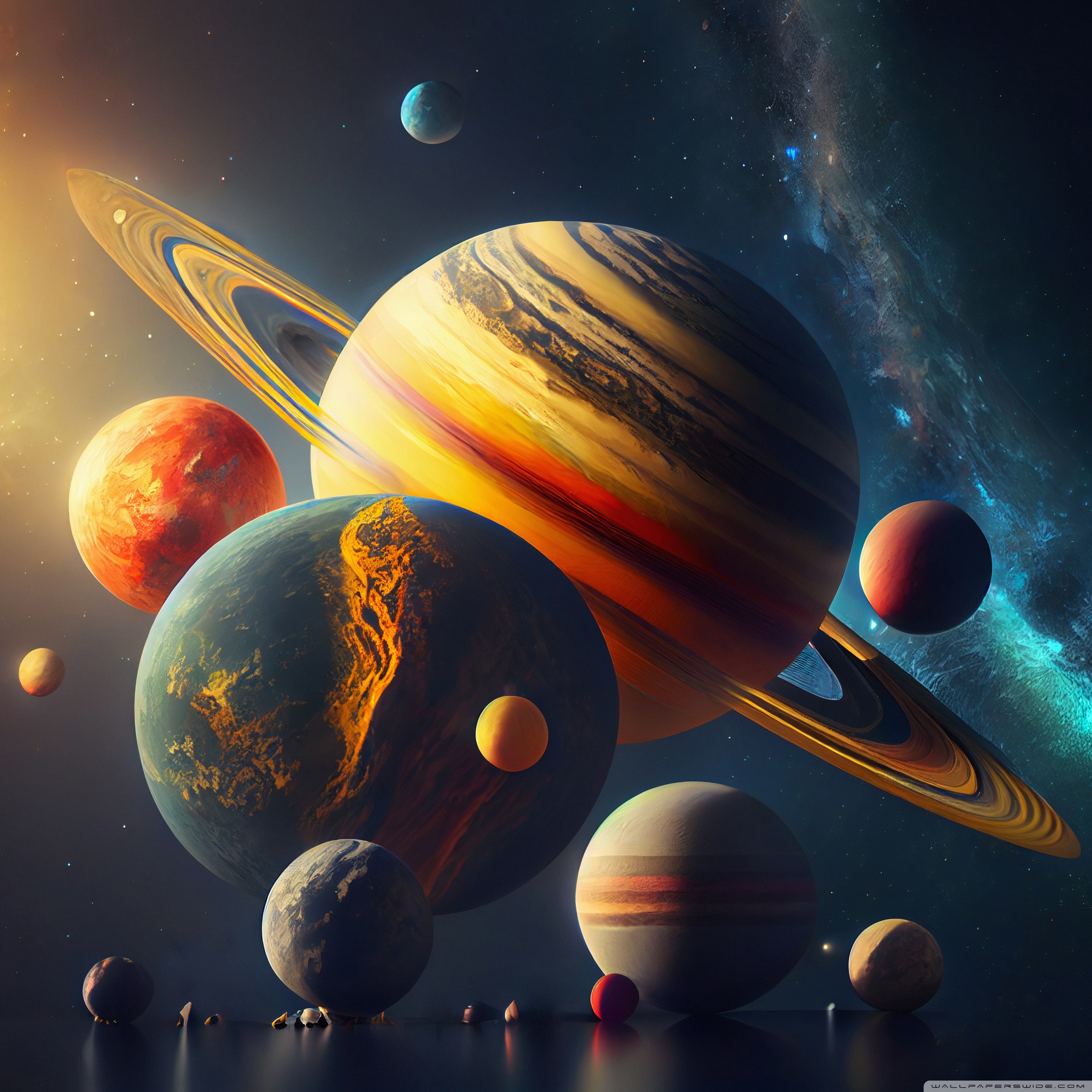 Galaxies Planets Wallpaper