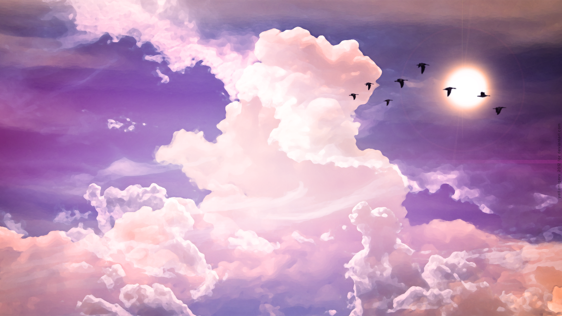 Birds Flying In The Sky Aesthetic Background