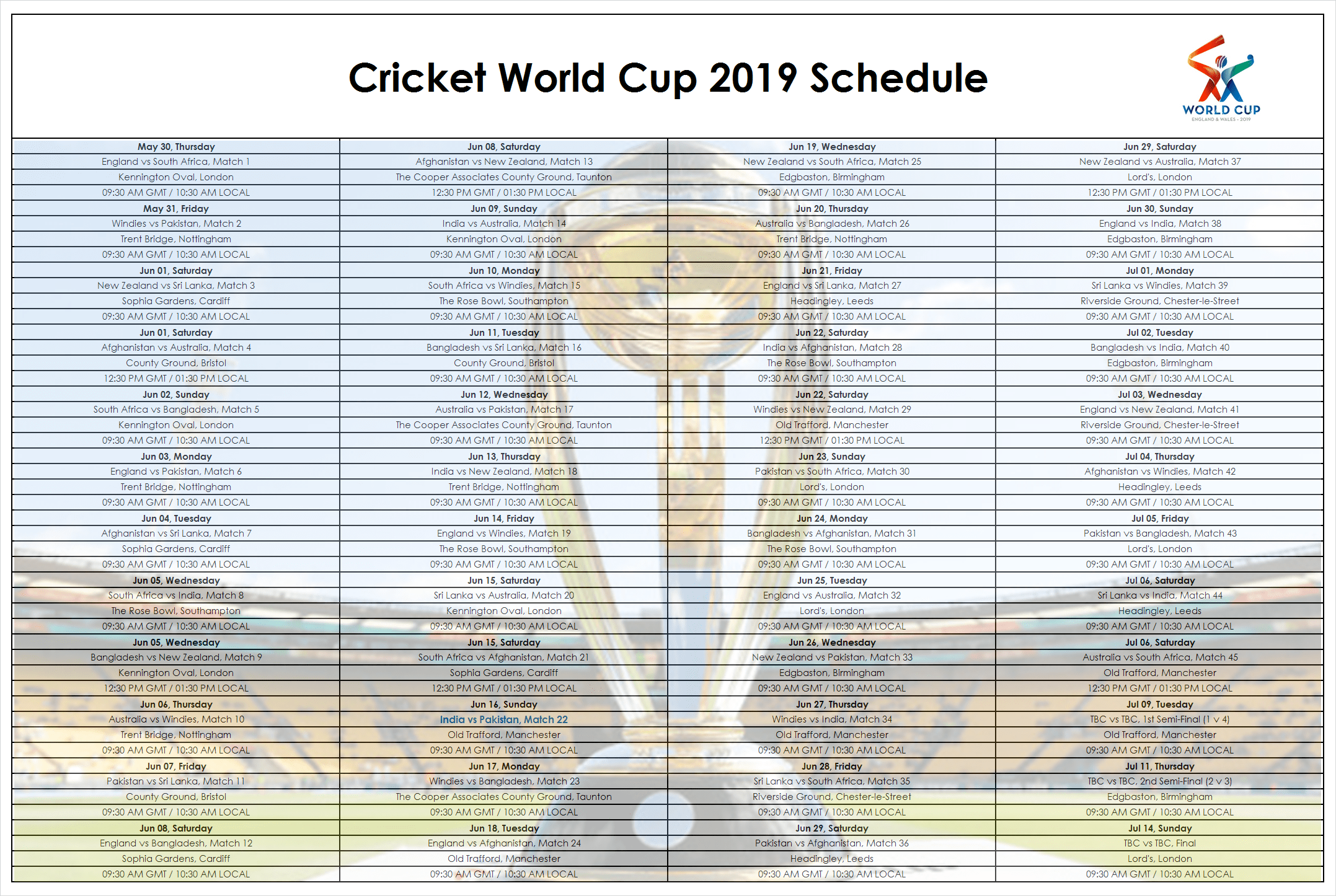World Cup Schedule Image Pictures Photos And Wallpaper